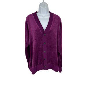 Houston White Purple Button-Down Ribbed Hem & Cuffs Logo Detail Cardigan Size M